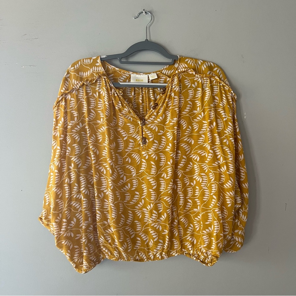 Maeve Mustard Leaf Pattern Blouse